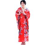 Peignoirs Kimono de mariage rouges en satin midi à manches longues Tailles uniques plus size look asiatique pour femme 