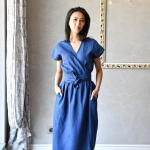 Robes d'été bleues en lin maxi Taille XS pour femme 