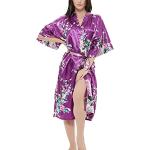 Peignoirs Kimono d'automne violets en satin Taille XL plus size look fashion pour femme 