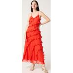 Robes longues Naf Naf rouges en polyester à volants longues pour femme 