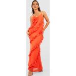 Robes longues mousseline Boohoo orange en cuir synthétique à volants longues Taille M pour femme en promo 