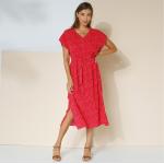 Robes rouges en viscose à manches courtes à manches courtes à col en V Taille XL pour femme en promo 