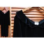 Robes en velours noires en velours à volants longues look vintage pour femme 