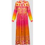 Robes d'été roses imprimé Indien en viscose longues pour femme 