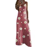 Robes de bal longues roses à fleurs à bretelles spaghetti longues à manches courtes à col en V Taille 3 XL style bohème pour femme 