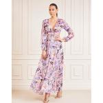 Robes longues Guess Marciano roses all over à manches longues longues à manches longues classiques pour femme 