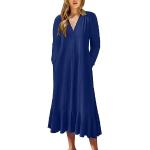 Robes longues bohèmes d'automne bleues à fleurs en dentelle à paillettes longues à manches longues Taille 5 XL plus size style bohème pour femme 