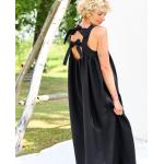 Robes trapèze noires en lin oeko-tex longues sans manches Taille XXS pour femme 