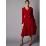 Robes longues rouges en polyester à manches longues longues à manches longues Taille L pour femme en promo 