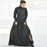 Robes en laine noires à effet léopard maxi à col roulé Taille XS plus size look fashion pour femme 