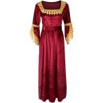 Robes de bal longues de soirée rouges en velours maxi à manches longues Taille L look médiéval pour femme 