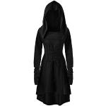 Robes en laine pour fêtes de Noël noires à capuche à manches longues Taille 4 XL plus size look médiéval pour femme 