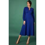 Robes bleues en polyester à manches longues mi-longues à manches longues à col rond Taille XL pour femme en promo 