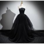 Robes en tulle de soirée noires en tulle look gothique pour femme 