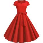 Robes en dentelle vintage rouges à effet froissé Audrey Hepburn Taille XXL steampunk pour femme 