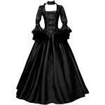 Robes en dentelle vintage noires en velours à motif papillons à capuche maxi à manches longues Taille 5 XL plus size look médiéval pour femme 