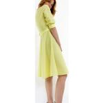 Robes à pois jaune citron à pois lavable en machine mi-longues à manches mi-longues Taille XS look vintage pour femme 