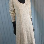 Robes en dentelle vintage blanc crème en dentelle à strass à manches trois-quart Taille XL look vintage pour femme 