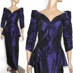 Robes vintage de soirée violettes en taffetas look vintage pour femme 