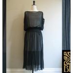 Robes en soie noires en mousseline sans manches petite look vintage pour femme 