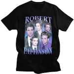 Robert Pattinson T Shirt Men Fashion T-Shirts Hip Hop Tops Tees Vintage Rob Edward Cullen T Shirt Tshirt Black T-Shirts à Manches Courtes(Small)