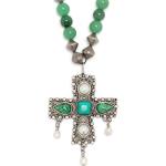 Pendentifs croix Roberto Cavalli vert émeraude en métal à perles pour femme en promo 