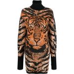 Robes en laine Roberto Cavalli orange à effet tigré à motif tigres à col roulé Taille XXL pour femme en promo 