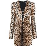 Robes de cocktail Roberto Cavalli marron à effet léopard à manches longues à col en V Taille XXL pour femme en promo 