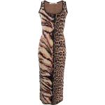 Robes de cocktail Roberto Cavalli roses à effet léopard en viscose à motif tigres mi-longues Taille XXL pour femme en promo 