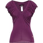 T-shirts Roberto Cavalli violets en viscose à manches courtes Taille XS pour femme 