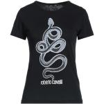 T-shirts col rond Roberto Cavalli noirs en coton à manches courtes à col rond Taille XS pour femme en promo 