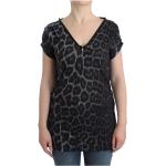 T-shirts à imprimés Roberto Cavalli gris à effet léopard à col en V Taille L pour femme 