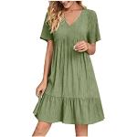Robes d'été de soirée vertes en dentelle à franges respirantes au genou à manches longues à col rond Taille XL style bohème pour femme en promo 