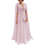 Robes de bal longues de demoiselle d'honneur rose bonbon en mousseline à volants lavable à la main Taille 3 XL look fashion pour femme 