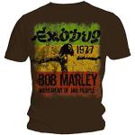 T-shirts marron en coton à manches courtes Bob Marley à manches courtes Taille S look Rock pour homme 