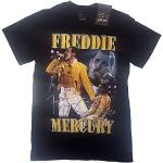 T-shirts noirs en coton à manches courtes Freddie Mercury à manches courtes Taille S look Rock pour homme 
