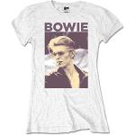 T-shirts blancs en coton à manches courtes David Bowie à manches courtes Taille L look Rock pour femme 