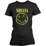 T-shirts noirs en coton à manches courtes Nirvana à manches courtes Taille M look Rock pour femme 