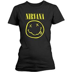 Rock Off Ladies Nirvana Yellow Smile Officiel Femmes Dames T-Shirt (Medium)