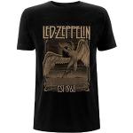 T-shirts noirs en coton à manches courtes Led Zeppelin à manches courtes Taille M look Rock pour homme 