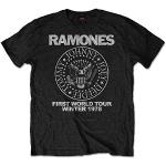 T-shirts noirs en coton à manches courtes Ramones à manches courtes Taille L look Rock pour homme 