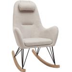 Fauteuil à Bascule Chaise Berçante Allaitement Bébé en Tissu Bouclette  Rocking Chair Style Scandinave en Bois d'Hévéa, Beige