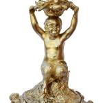 Rococo Antique Français Ormolu Bronze Chandelier Bougeoir Avec Une Statue De Faun