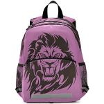 Sacs à dos scolaires violets à motif lions look fashion pour enfant 