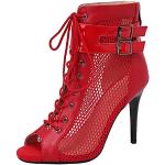Sandales rouges en fil filet avec maintien chevilles à bouts ouverts Pointure 38 plus size look fashion pour femme 