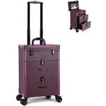 Valises trolley & valises roulettes violettes à rayures en aluminium à roulettes en lot de 1 look fashion pour femme 