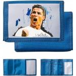Portefeuilles 3 volets bleus en toile Cristiano Ronaldo look casual 