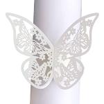 Ronds de serviettes blancs à motif papillons 
