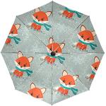 Parapluies pliants gris en polyester à motif renards look fashion 