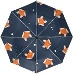Parapluies pliants gris en polyester à motif renards Taille M look fashion 